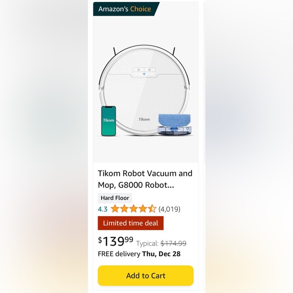 Tikom Robot Vacuum and Mop - Picture 1 of 4